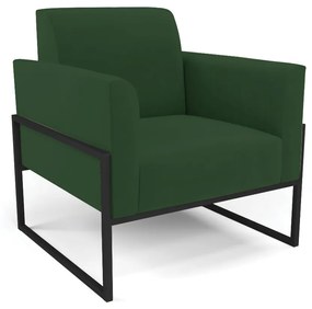 Poltrona Base Industrial Alta Preto Marisa Veludo Verde D03 - D'Rossi