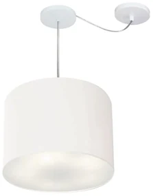 Lustre Pendente Cilíndrico Com Desvio Branco MJ-4258 Para Mesa de Jantar e Estar