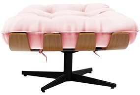 Puff Giratório Costela Suede Base Giratória Preto - D'Rossi - Rosa Bebê