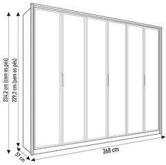 Guarda Roupa Casal 6 Portas de Vidro Reflex Havana - Caemmun