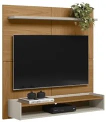 Painel Para TV 50 Pol Bancada Suspensa 120cm Perfect L06 Nature/Off Wh