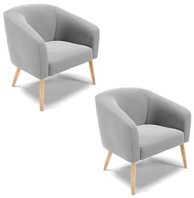 Poltrona Decorativa Pé Palito Natural Kit 2 Stella Suede Cinza D03 - D'Rossi