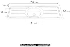 Armário de Cozinha CP07 Com Pia 150cm Pérola Z34 Preto      - Mpozenat