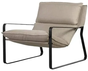 Poltrona Moon Estofada Lona Cru Base de Metal Preto - 68352 Sun House