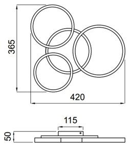 Plafon Pira Triplo Aro Canopla Iluminada 42X36X05Cm Led 32W 3000K Bivo... (Champanhe)