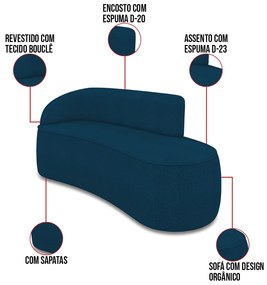 Sofá 4 Lugares Orgânico 220cm Morgan e 2 Poltronas Lua Bouclê D03 - D'Rossi - Azul