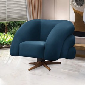 Poltrona Giratória Orgânica com Balanço kit 2 Tana Bouclê E03 - D'Rossi - Azul Marinho