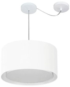 Lustre Pendente Cilíndrico Com Desvio de Centro Vivare Md-4305 Cúpula em Tecido 40x25cm - Bivolt