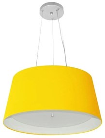 Lustre Pendente Cone Md-4144 Cúpula Forrada em Tecido 25x50x40cm Amarelo / Branco - Bivolt