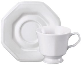 Xicara Chá Com Pires 200Ml Porcelana Schmidt - Mod. Prisma 077