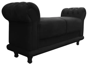 Recamier Barcelona Namoradeira Calçadeira Suede D'Rossi - Preto