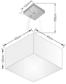 Lustre Pendente Quadrado Vivare Md-4197 Cúpula em Tecido 25/45x45cm - Bivolt
