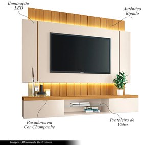 Painel Home Suspenso 1.8 para TV até 55" Sala de Estar Illusion Off White/Cinamomo G26 - HB Móveis