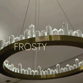 Pendente Frosty Circular Ø60X11Cm Led 46W 3000K Bivolt Dourado Escovad...