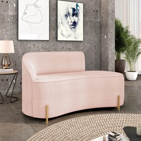 Sofá 2 Lugares Orgânico 140cm Pé Dourado Morgan Bouclê D03 - D'Rossi - Rose