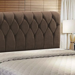 Cabeceira Miami Cama Box Queen 160 cm Suede Marrom D'Rossi