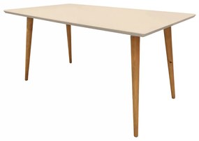 Mesa de Jantar Antonella 160x90 cm Pés Retrô Castanho - D'Rossi - Off White