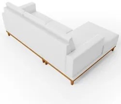 Sofá 200cm 3 Lugares Com Chaise Direito Kayrós D05 Couríssimo Branco -