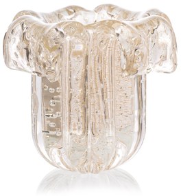 Vaso Murano Babado C/ Ouro - Cristal Transparente  Cristal Transparente