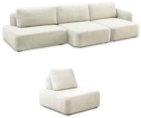 Conjunto Sala de Estar 1 Sofá Retrátil Modulado 312cm e 1 Poltrona Santiago Bouclê Branco G89 - Gran Belo