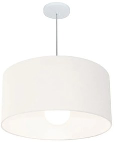Lustre Pendente Cilíndrico Md-4207 Cúpula em Tecido 55x25cm Branco - Bivolt