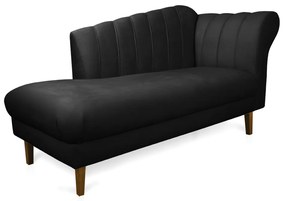 Divã Recife Suede Preto 165 cm Pés Chanfrado Castanho - D'Rossi