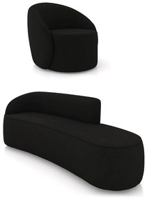 Sofá 4 Lugares Orgânico 220cm Morgan e Poltrona Lua Suede D03 - D'Rossi - Preto