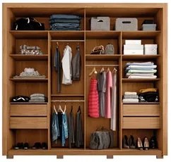 Guarda Roupa Casal 2 Portas de Correr 245cm Praticus Buriti/Fendi - Ca