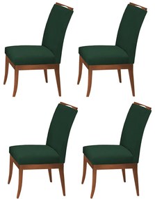 Conjunto 4 Cadeiras Sala de Jantar Lana Aveludado Verde