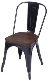 Cadeira Iron com Assento em Madeira cor Preta - 59146 Sun House