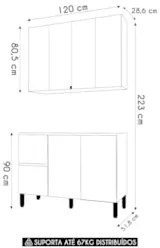 Armário de Cozinha CP01 Para Pia 120cm Minsk Z06 Branco/Freijó - Mpoze