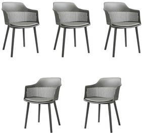 Kit 5 Cadeiras Decorativas Prescott Sala de Jantar PP/PU Cinza G56 - Gran Belo