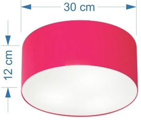 Plafon Cilíndrico Vivare Md-3010 Cúpula em Tecido 30x12cm - Bivolt - Rosa-Pink - 110V/220V
