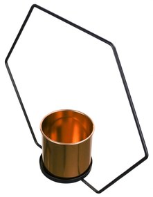 Vaso Decorativo Metal para Pendurar Rosê e Preto 29x33 cm - D'Rossi