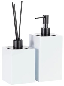 Conjunto Banheiro Duo Quadrado Resina Branco - Black Matte