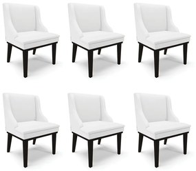 Kit 6 Cadeiras Decorativas Sala de Jantar Base Fixa de Madeira Firenze PU Branco Fosco/Preto G19 - Gran Belo