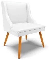 Cadeira Estofada para Sala de Jantar Pés Palito Lia Sintético Branco -