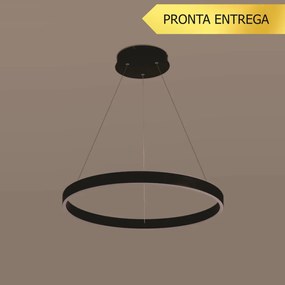 Pendente Halo 64W Led 3000K Ip20 Preto Bivolt Ø60Cm | Opus Dn 34355 (Preto)