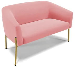 Sofá Namoradeira 2 Lugares Pé de Ferro Dourado Stella Suede Rosê D03 - D'Rossi