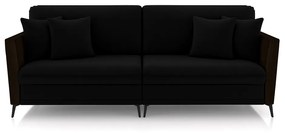 Sofá Living Decorativo Zagreb 2 Lugares 182cm com Almofadas Pés de Ferro Veludo/PU Preto/Marrom G33 - Gran Belo