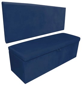 Kit Calçadeira e Painel Clean 100 cm Suede Azul Marinho D'Rossi