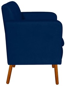 Poltrona Emília Suede Pés Palito Castanho D'Rossi - Azul Marinho