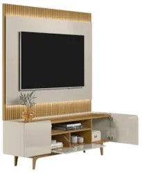 Painel Para TV 70 Pol Real e Rack Bancada Safira L06 Tauari/Off White