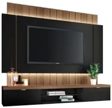 Painel TV 55 Pol 180cm Bancada Suspensa Illuna H01 Preto/Castanho - Mp