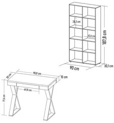 Mesa Escrivaninha 90cm Veneti e Estante Livreiro 90x187cm Lean A06 Pre