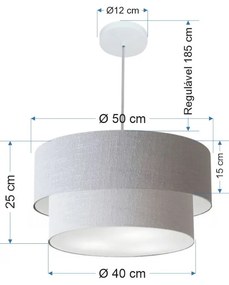 Pendente Cilíndrico Rustico Cinza MJ-4355 Para Mesa de Jantar e Estar