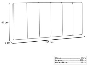 Cabeceira Painel Arizona Para Cama Box King 195 cm Suede - D'Rossi - Bege