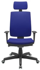 Cadeira Office Brizza Soft Aero Azul Autocompensador Com Encosto Cabeça Base Standard 126cm - 63451 Sun House