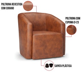 Poltrona Decorativa Orgânica Kit 2 Stella Max Sintético PU D03 - D'Rossi - Nozes