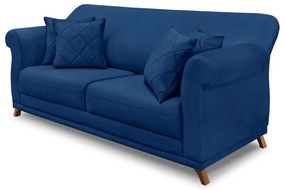 Sofá Decorativo 180cm 2 Lugares com 4 Almofadas Armstrong Suede Azul Marinho G63 - Gran Belo